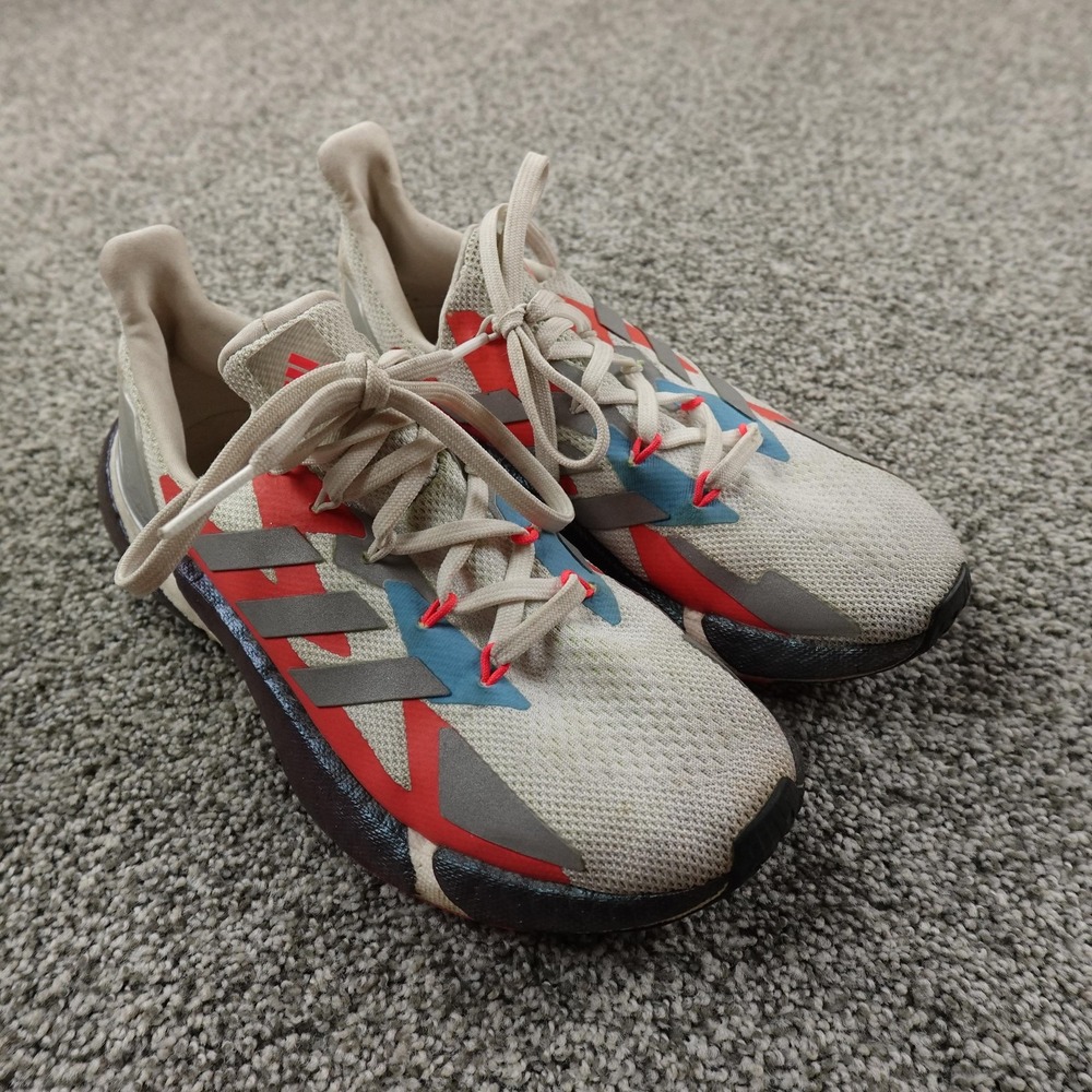 Adidas Boost Shoes Womens 7.5‎ White Gray Athletic Running Sneakers Gym X9000L4